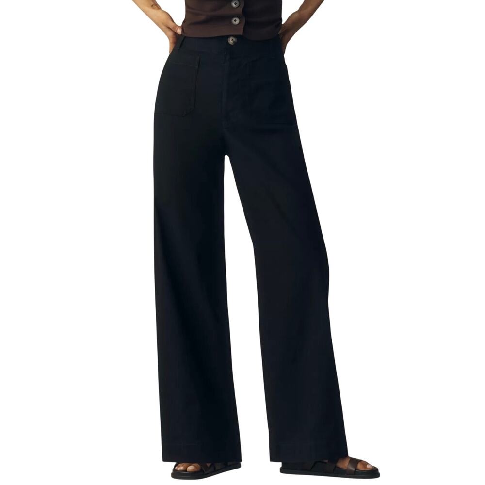Maeve The Colette High-Rise Wide-Leg Full Length Pants Women's 31 Black NEW